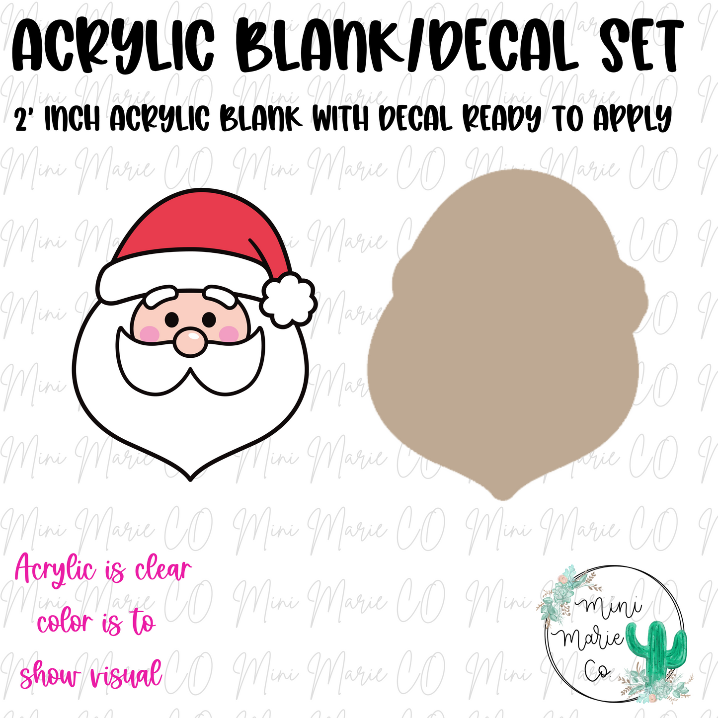 Santa Face Acrylic Blank/Decal Set