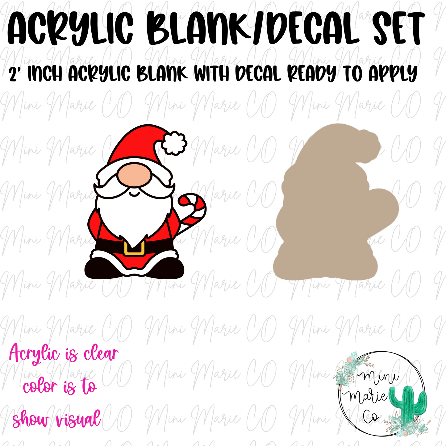 Santa Gnome Acrylic Blank/Decal Set