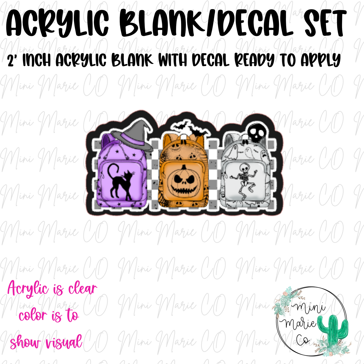 Spooky Bookbags Acrylic Blank/Decal Set