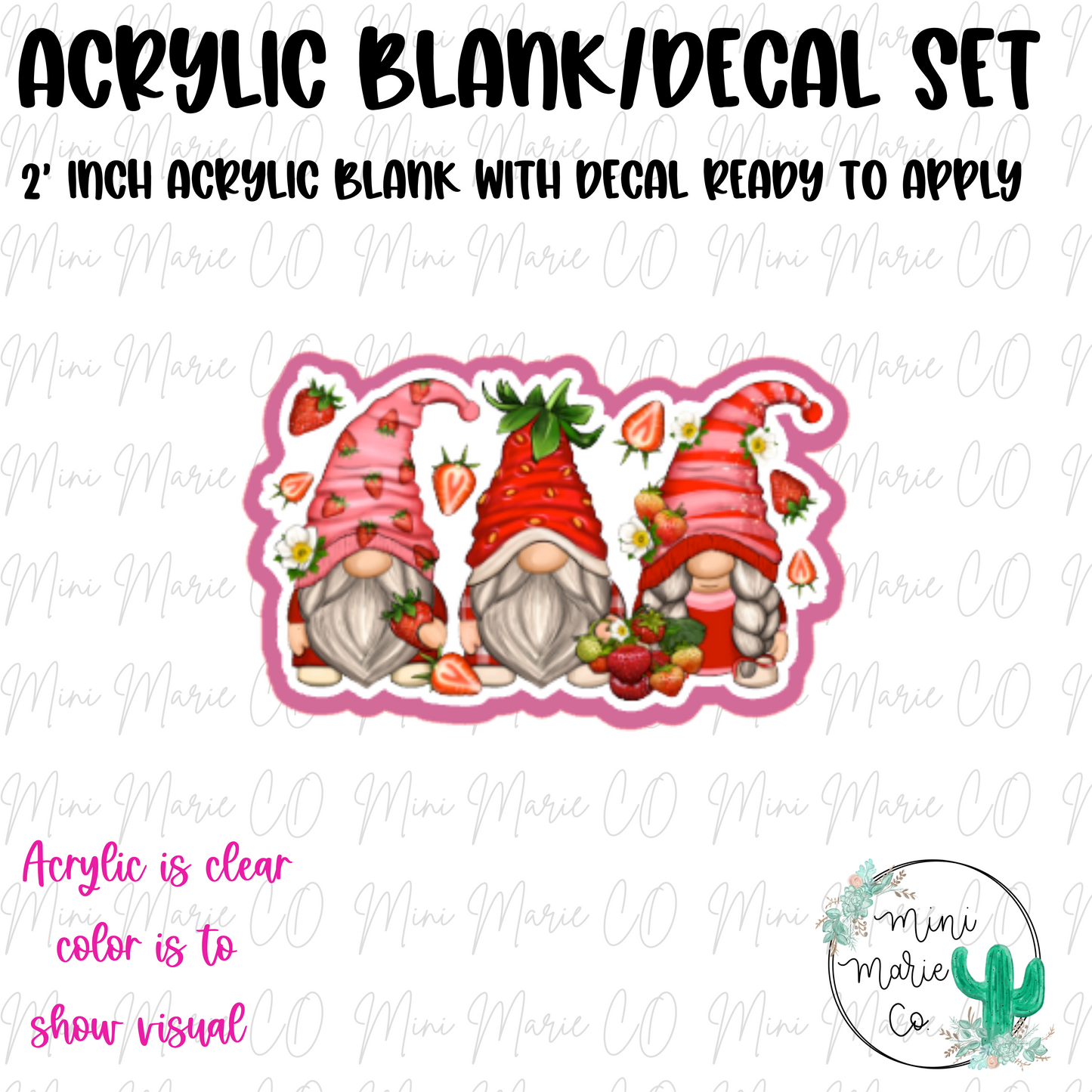 Strawberry Gnomes Acrylic Blank/Decal Set