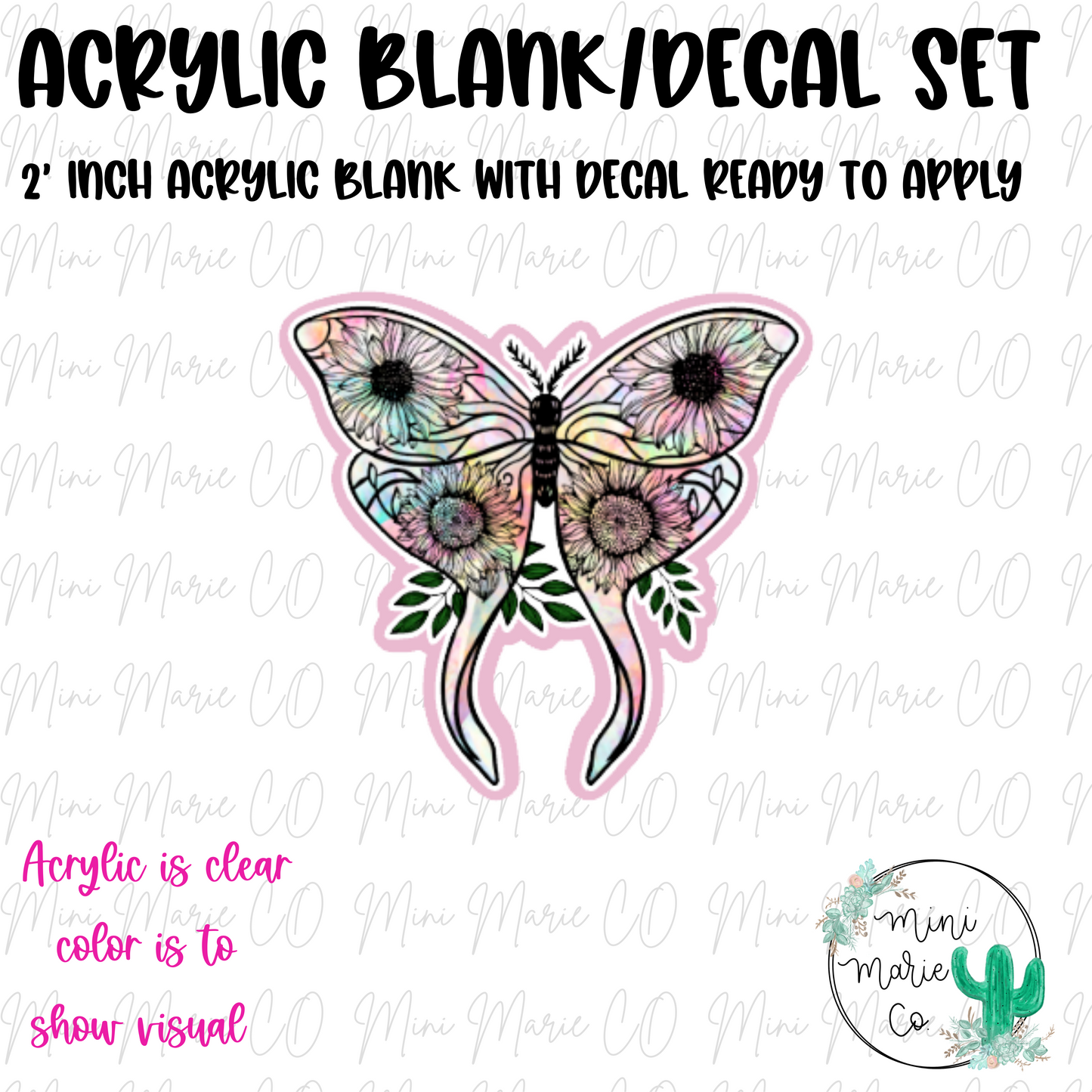 Sunflower Holo Moth Acrylic Blank/Decal Set