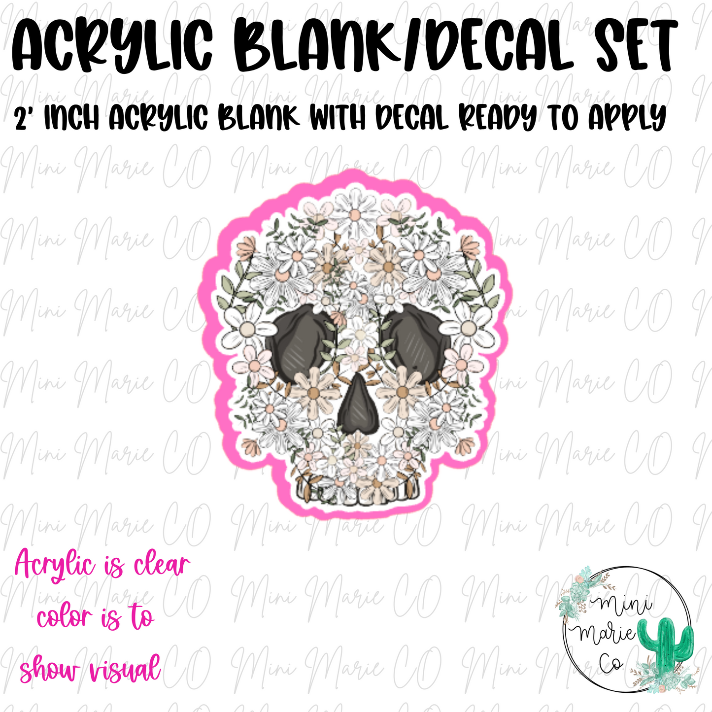 Floral Skull Acrylic Blank/Decal Set