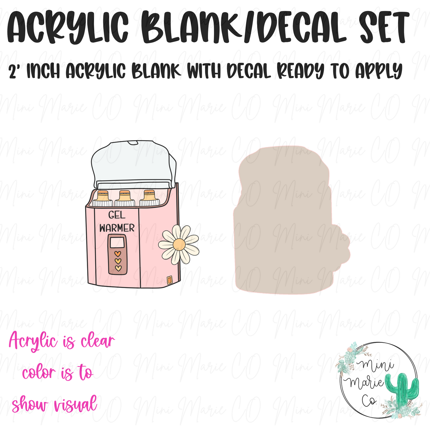 Pink Daisy Gel Warmer Acrylic Blank/Decal Set