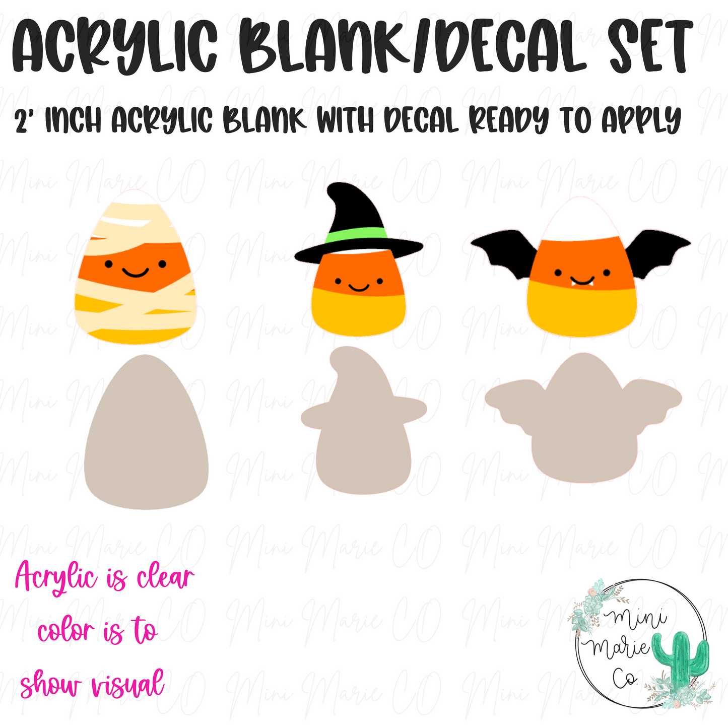 Candy Corns Acrylic Blank/Decal Set