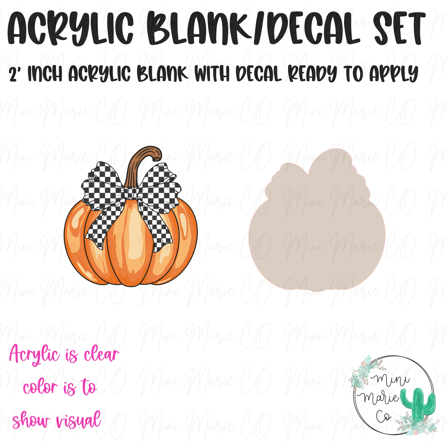 Orange Pumpkin Checkered Bow Acrylic Blank/Decal Set