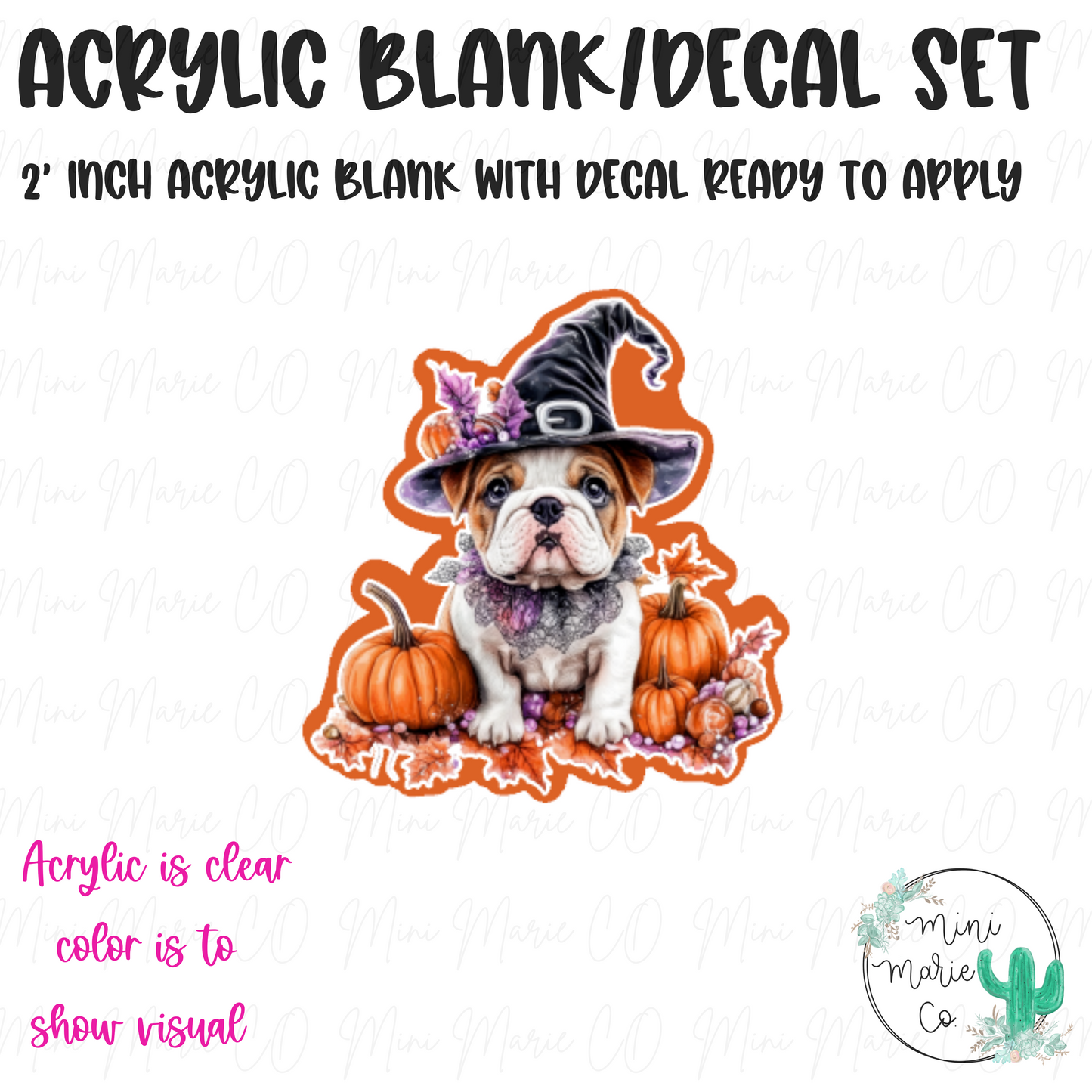English Bulldog Witch Hat Blank/Decal Set