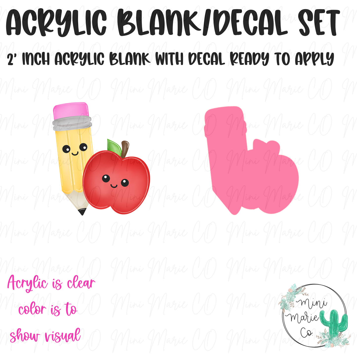 Pencil and Appple Duo Blank/Decal Set