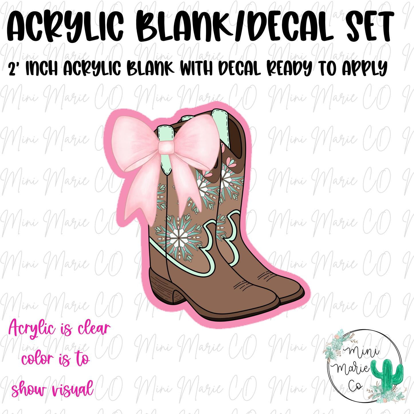 Cowgirl Boots Acrylic Blank/Decal Set