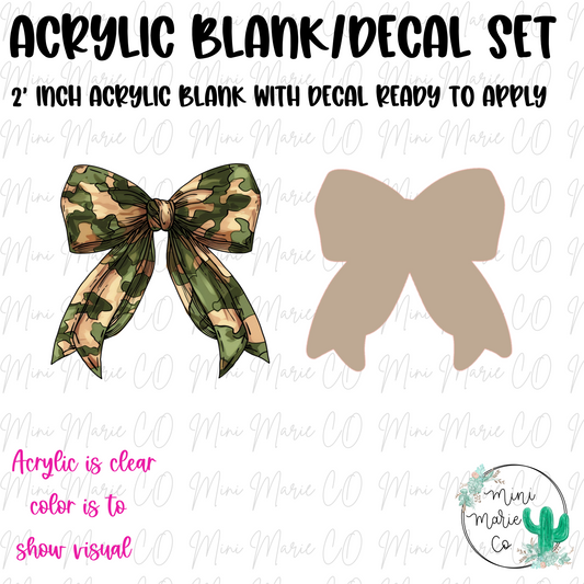 Camo Bow Acrylic Blank/Decal Set