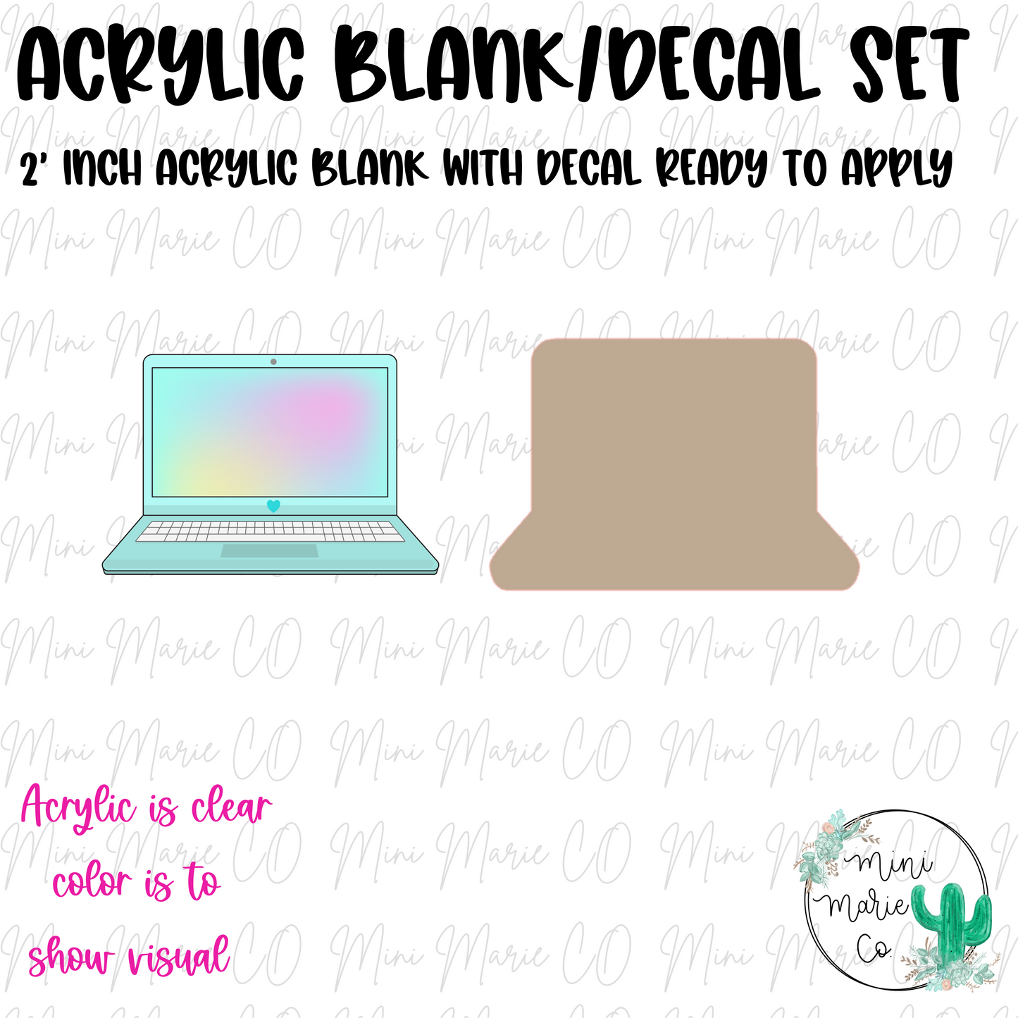 Laptop Teal Acrylic Blank/Decal Set