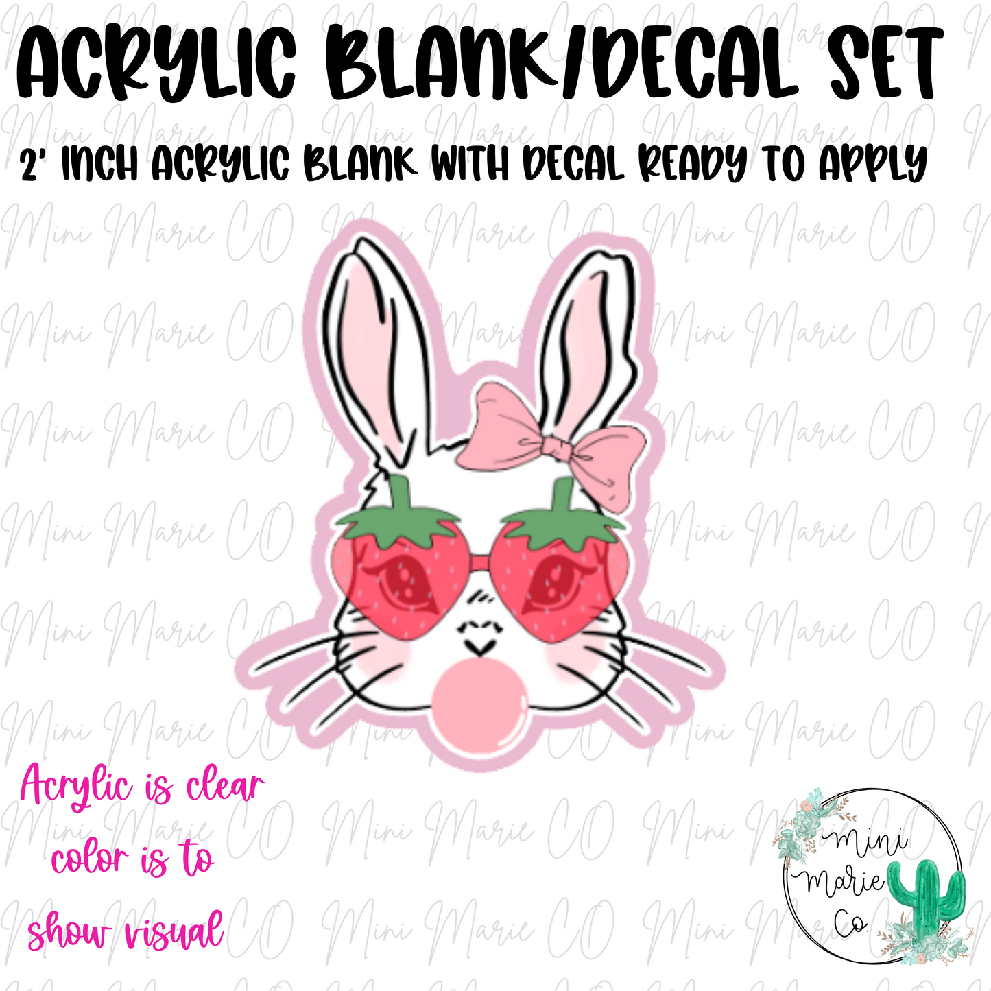 Strawberry Bunny Acrylic Blank/Decal Set