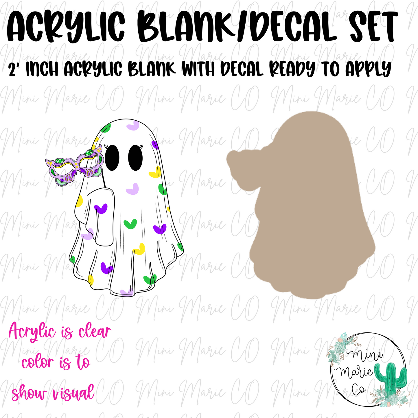 Mardi Gras Ghost Acrylic Blank/Decal Set