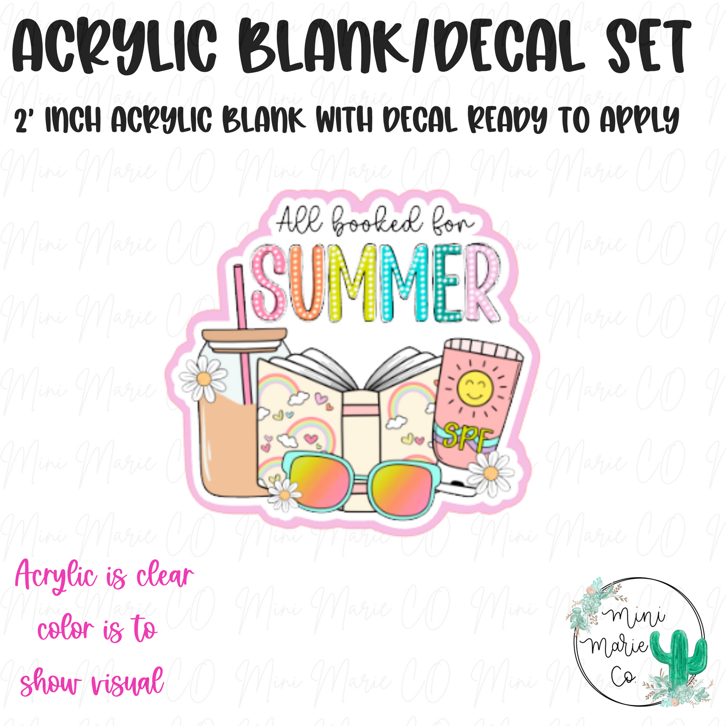 All Booked Up for Summer Acrylic Blank/Decal Set