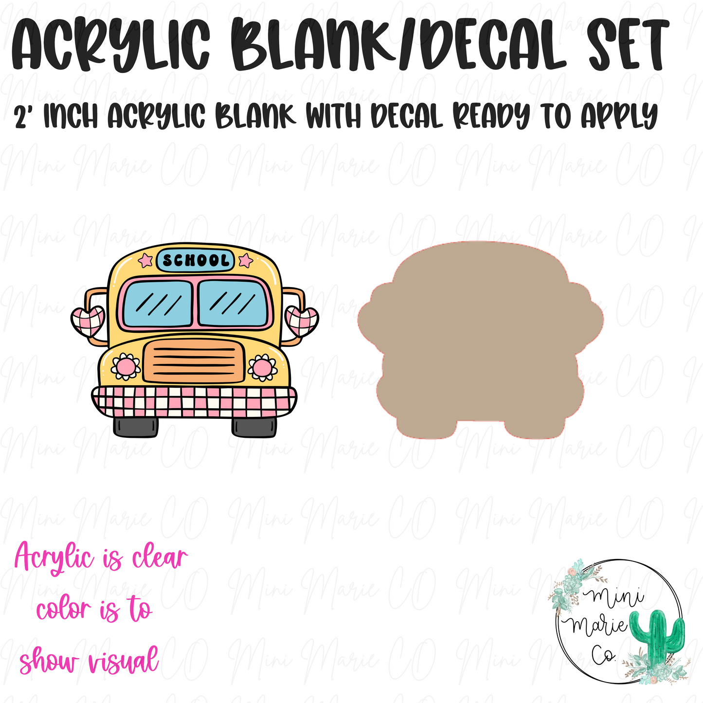 Retro School Bus Acrylic Blank/Decal Set