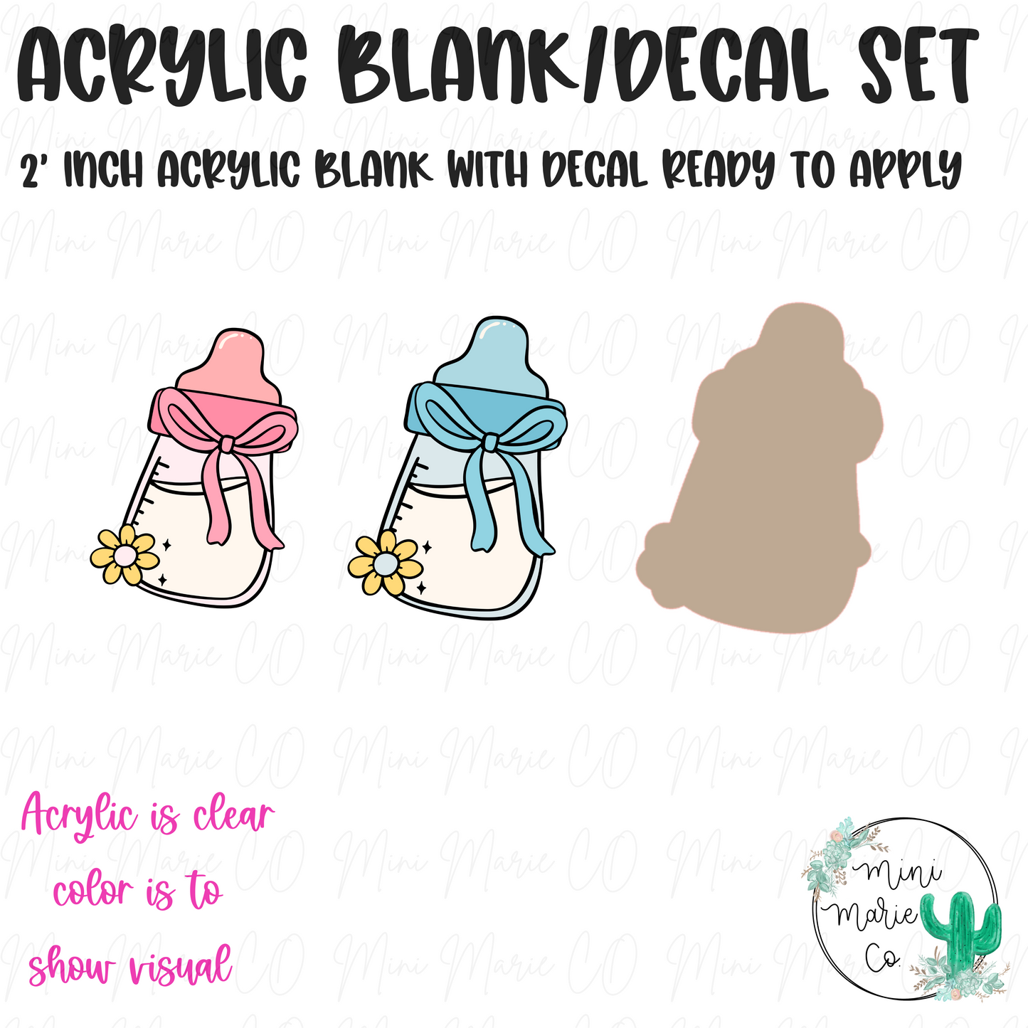 Baby Bottle Acrylic Blank/Decal Set