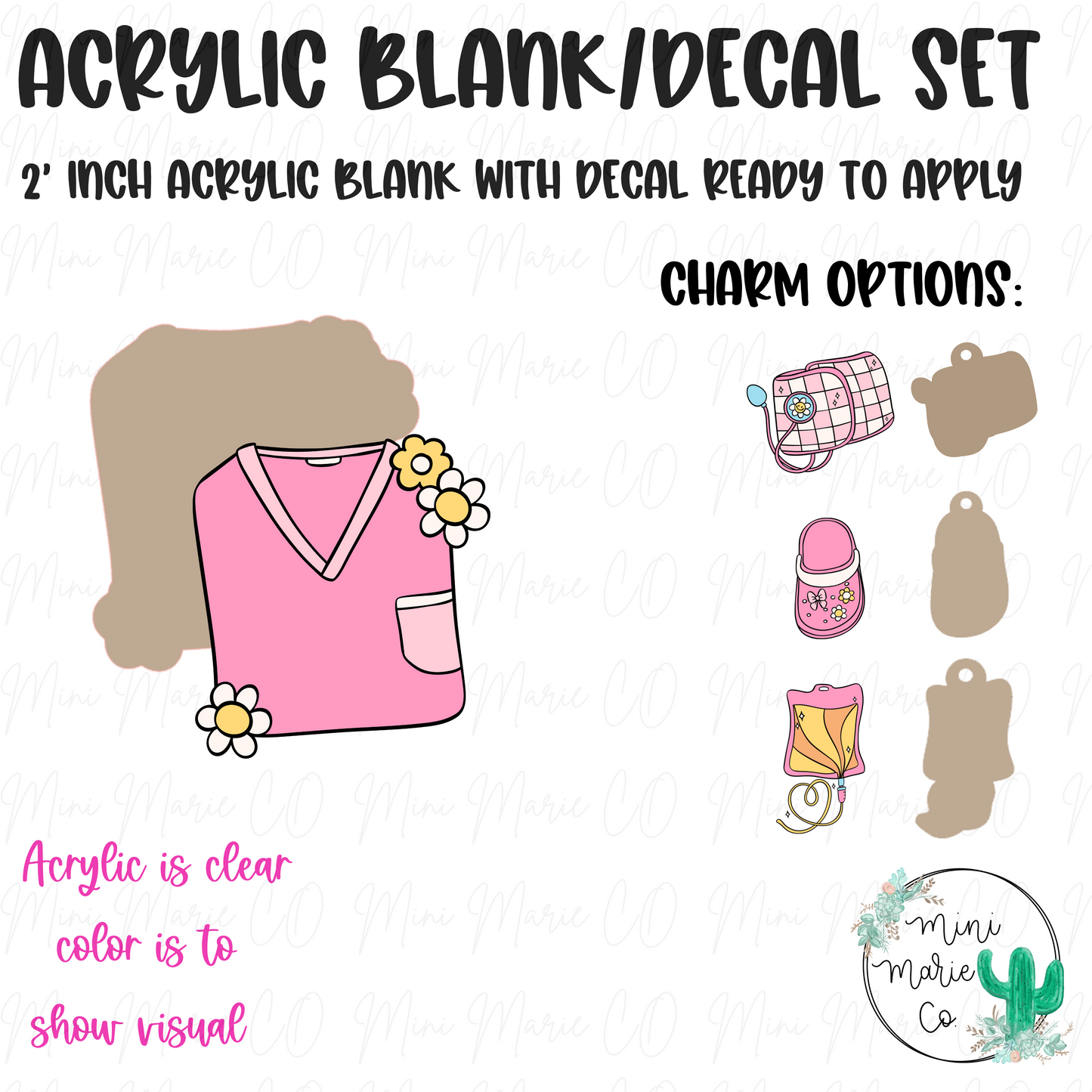 Scrub Top Acrylic Blank/Decal Set