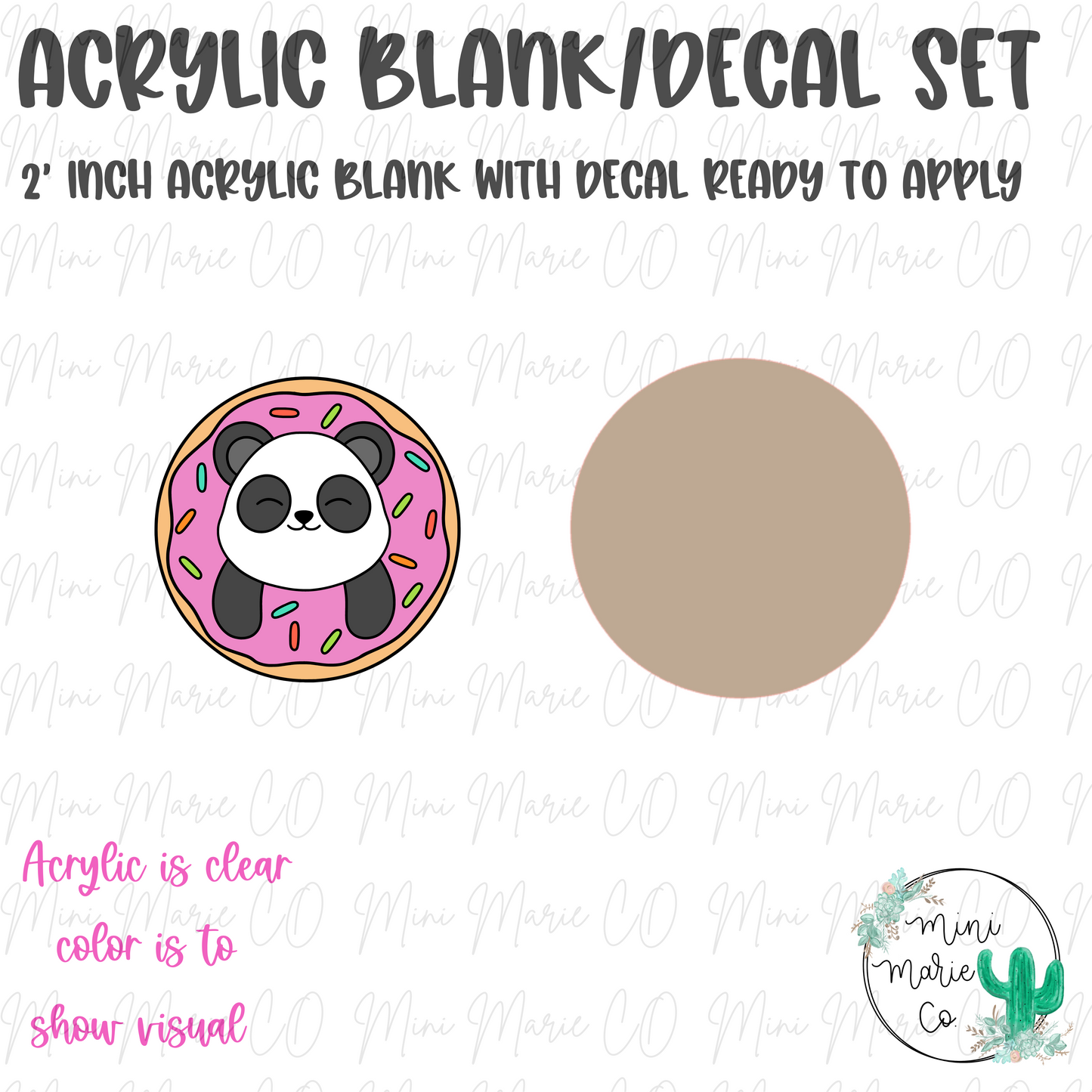 Panda Donut Acrylic Blank/Decal Set