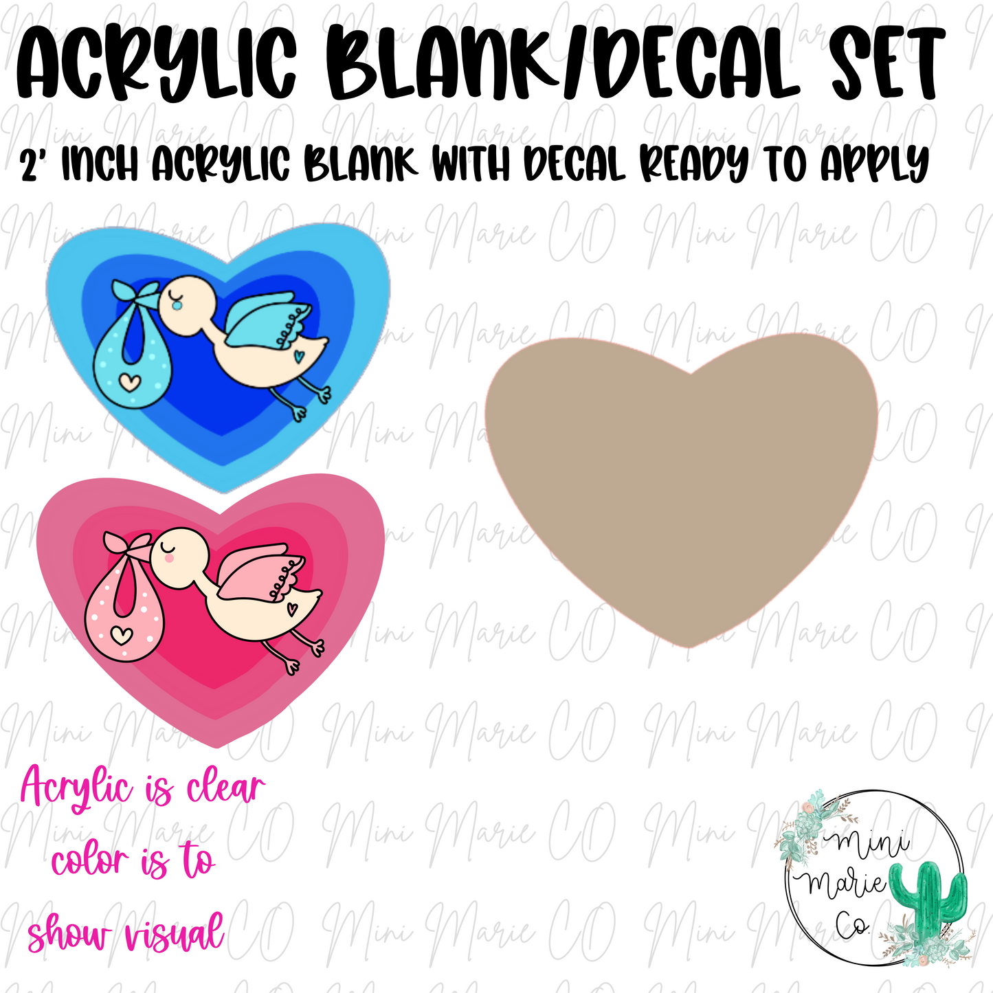 Baby Stork Acrylic Blank/Decal Set