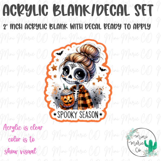 Spooky Season Skellie GIrl Acrylic Blank/Decal Set