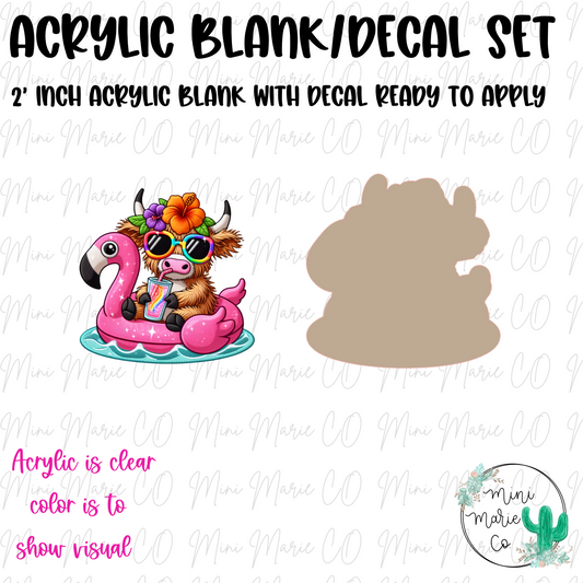 Floatie Highland Cow Acrylic Blank/Decal Set