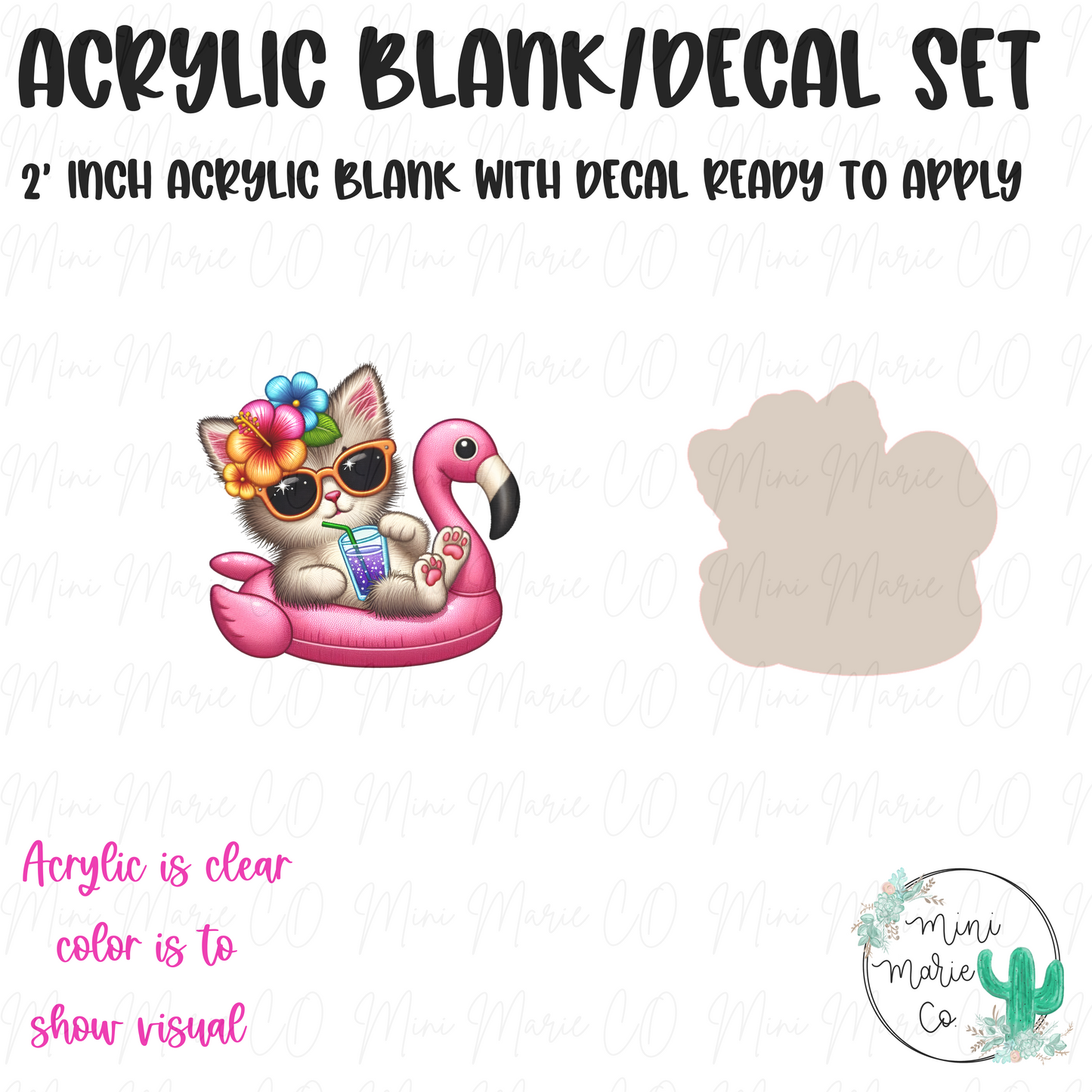 Summer Kitty Acrylic Blank/Decal Set