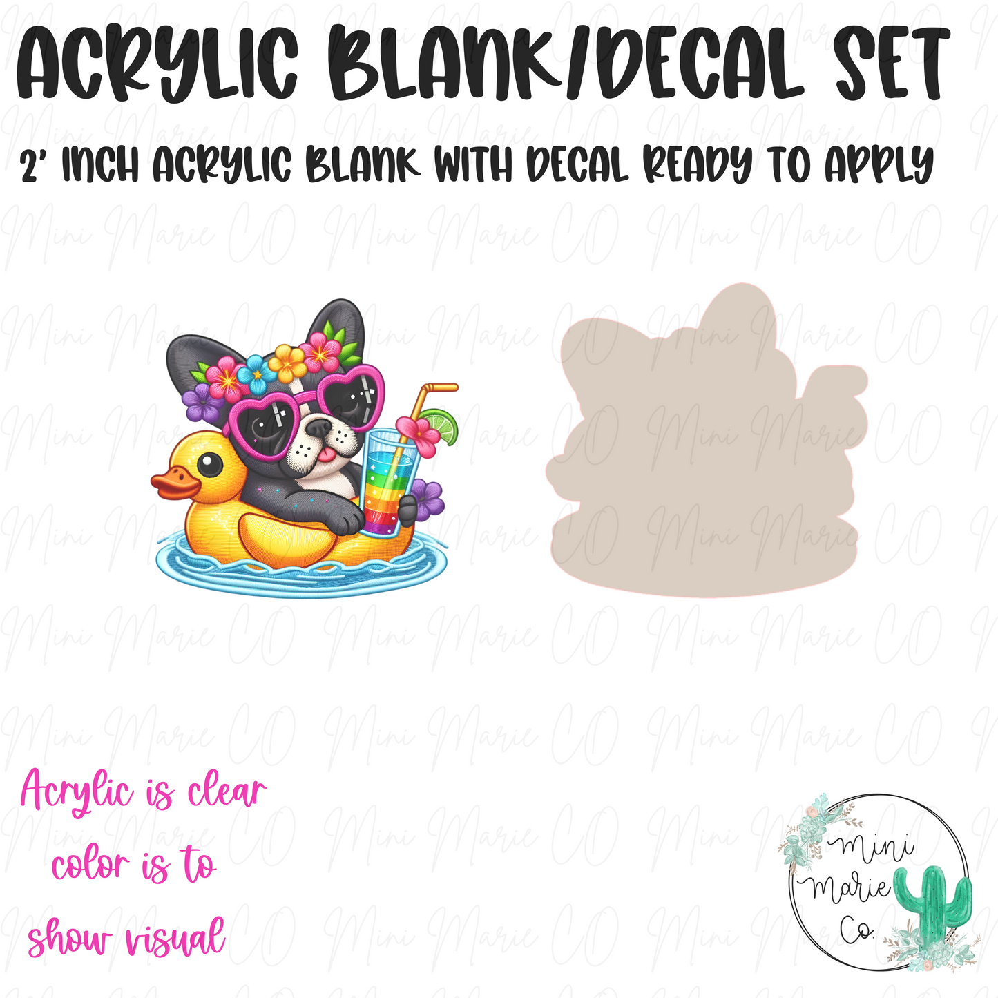 Summer Frenchie Acrylic Blank/Decal Set