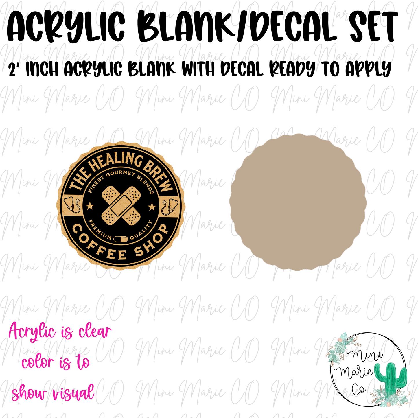 The Healing Brew Acrylic Blank/Decal Set