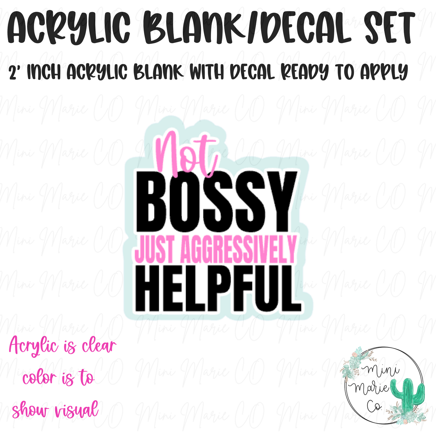 Not Bossy Just Aggressive Helpful Acrylic Blank/Decal Set