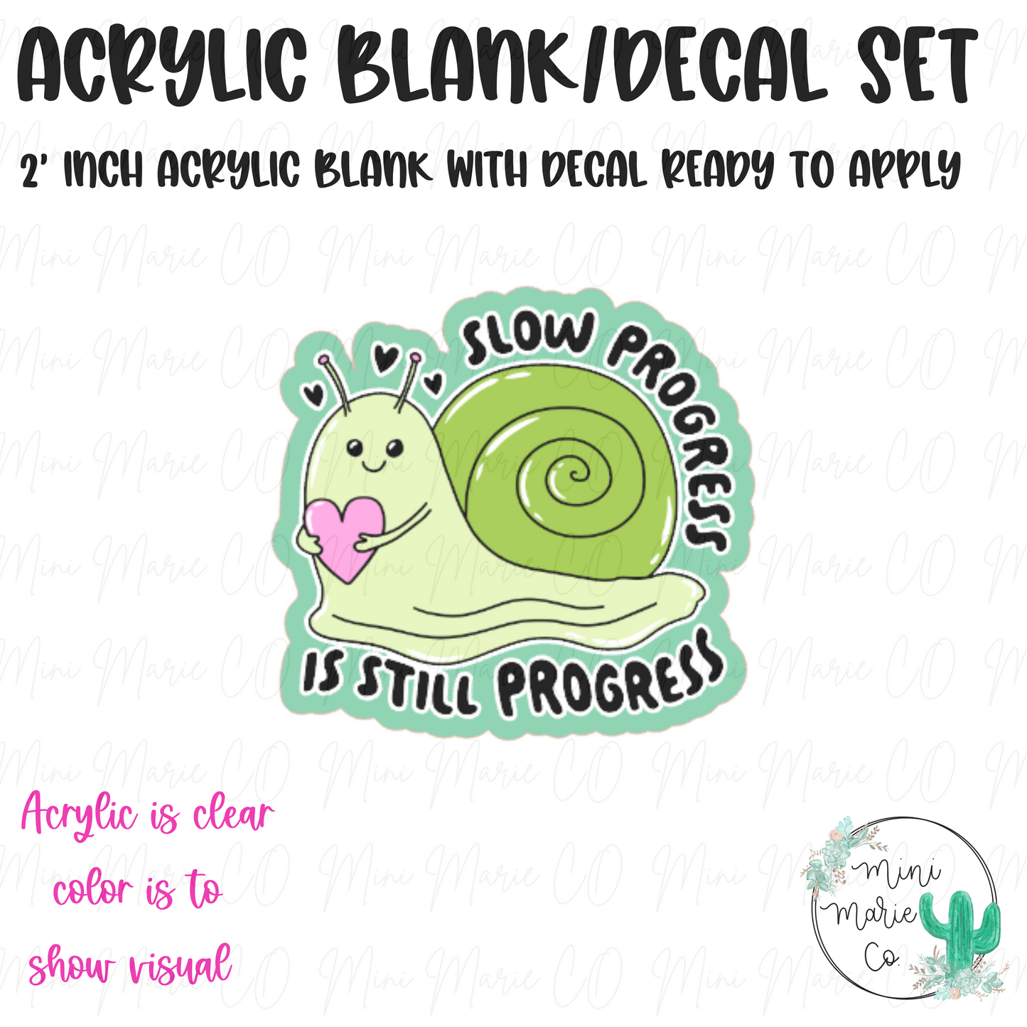 Slow Progress is Progress Acrylic Blank/Decal Set