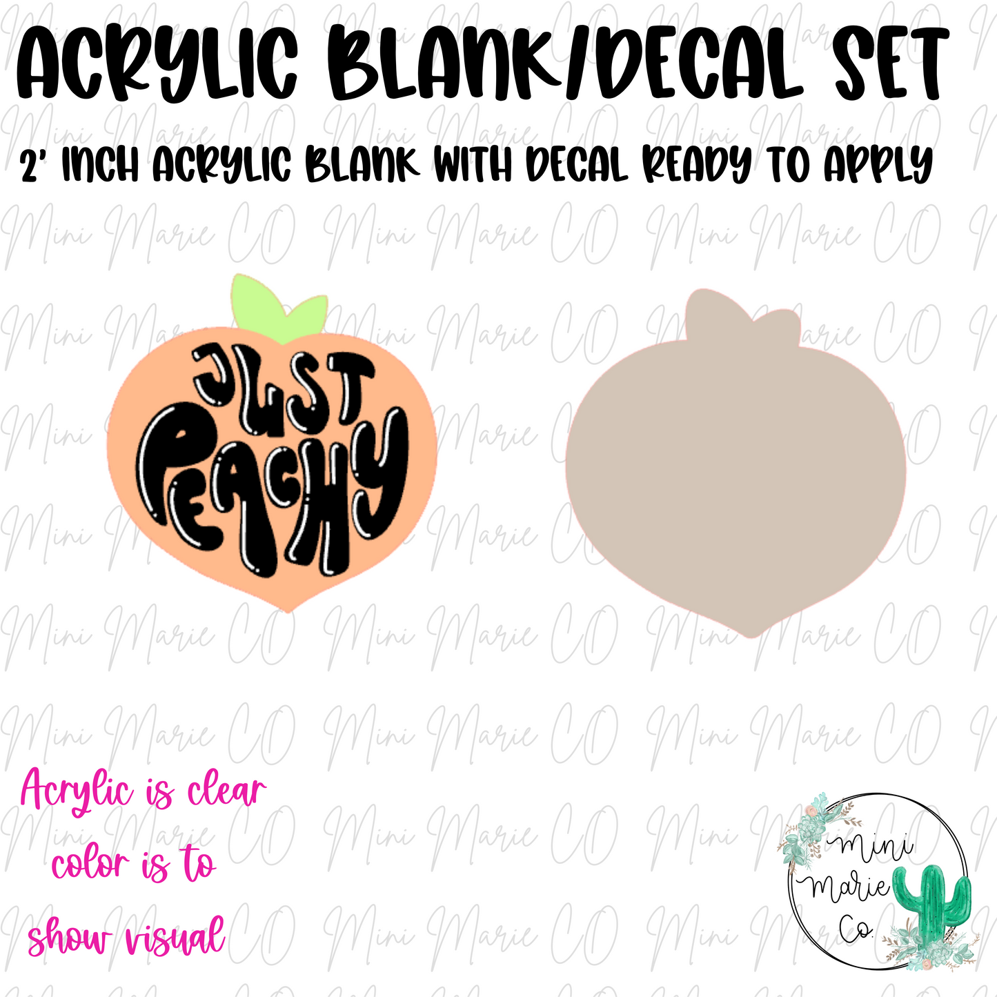 Just Peachy Acrylic Blank/Decal Set