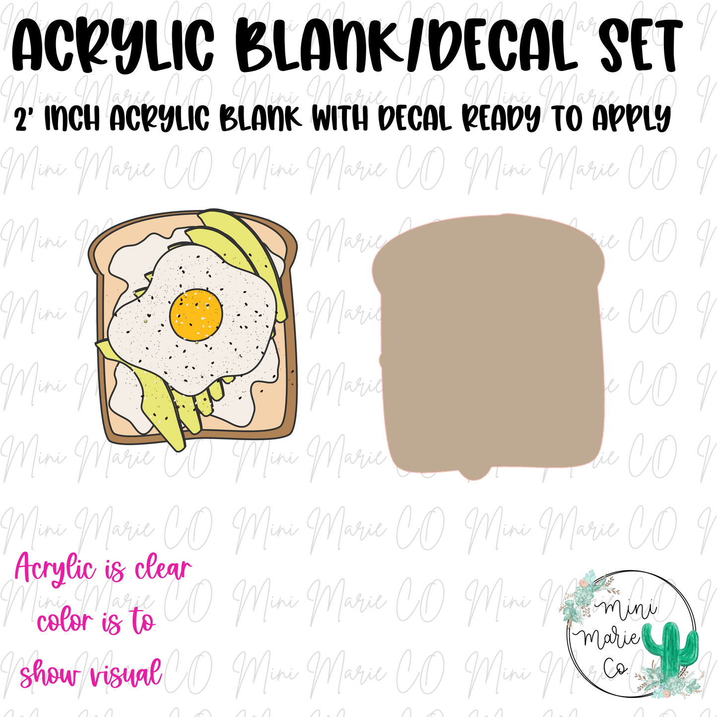 Avocado Toast Acrylic Blank/Decal Set