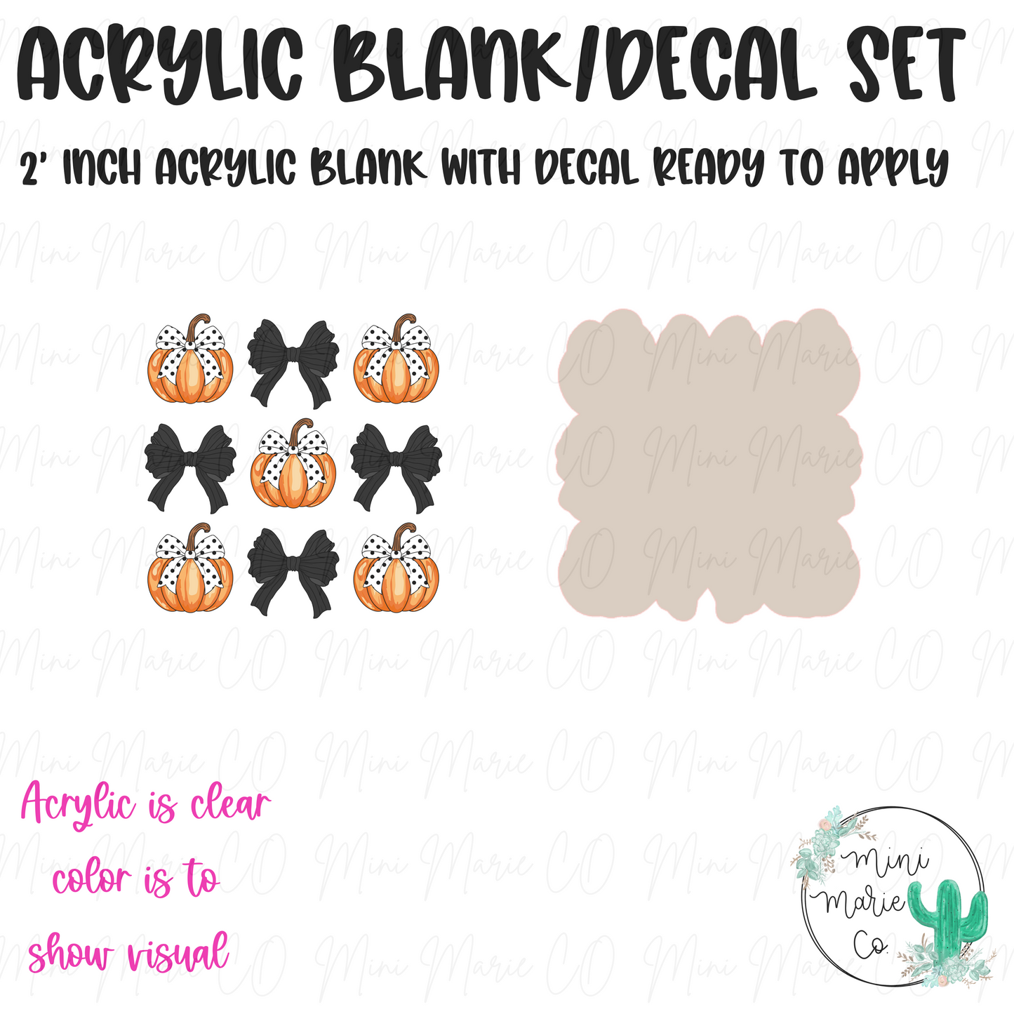 Pumpkins and Bows Acrylic Blank/Decal Set
