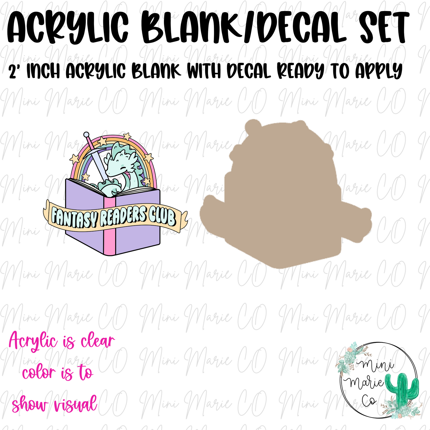 Fantasy Readers Club Acrylic Blank/Decal Set