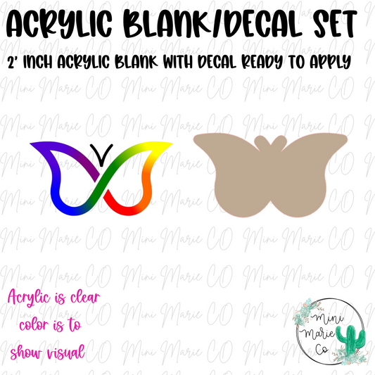 Rainbow Butterfly Acrylic Blank/Decal Set