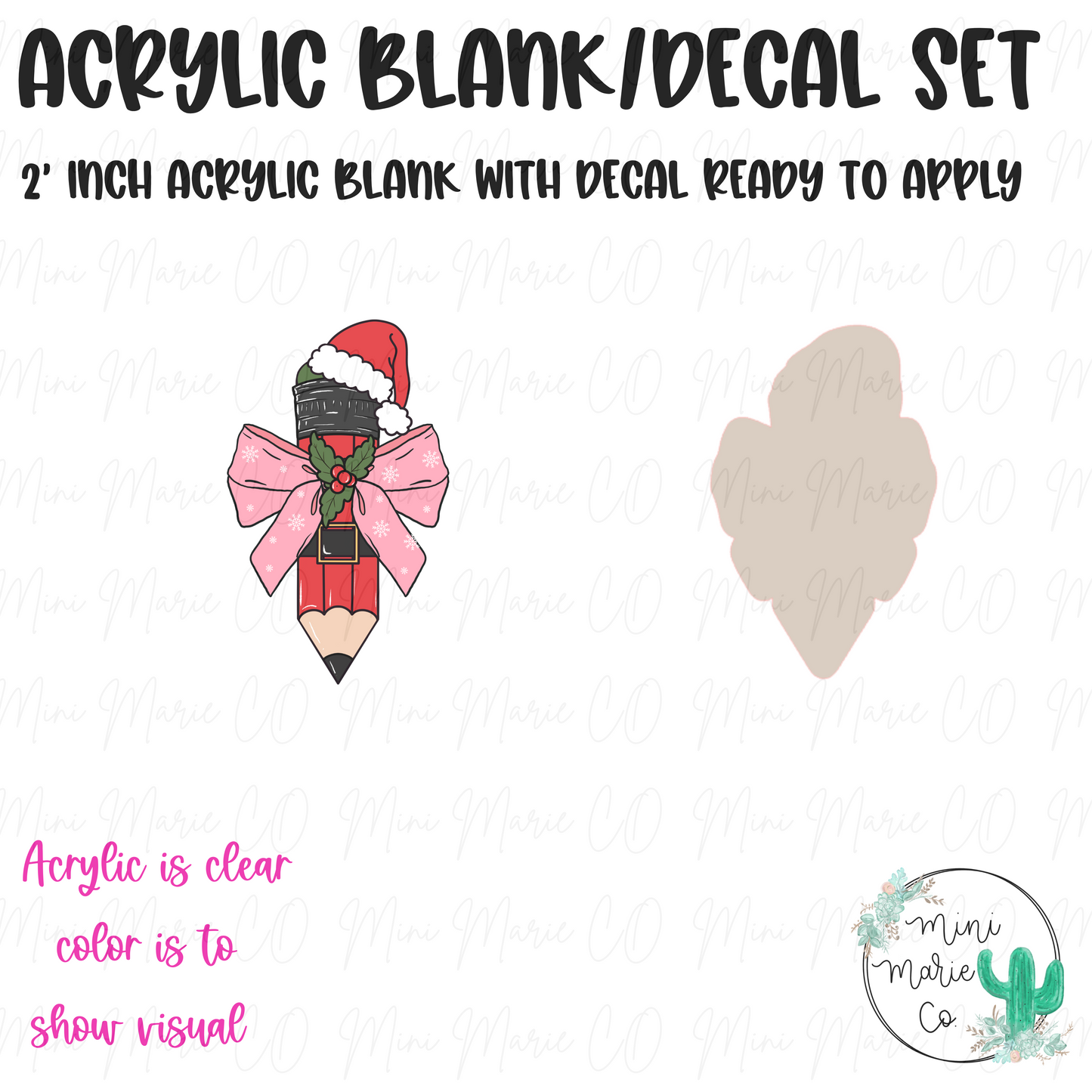 Christmas Pencil Acrylic Blank/Decal Set