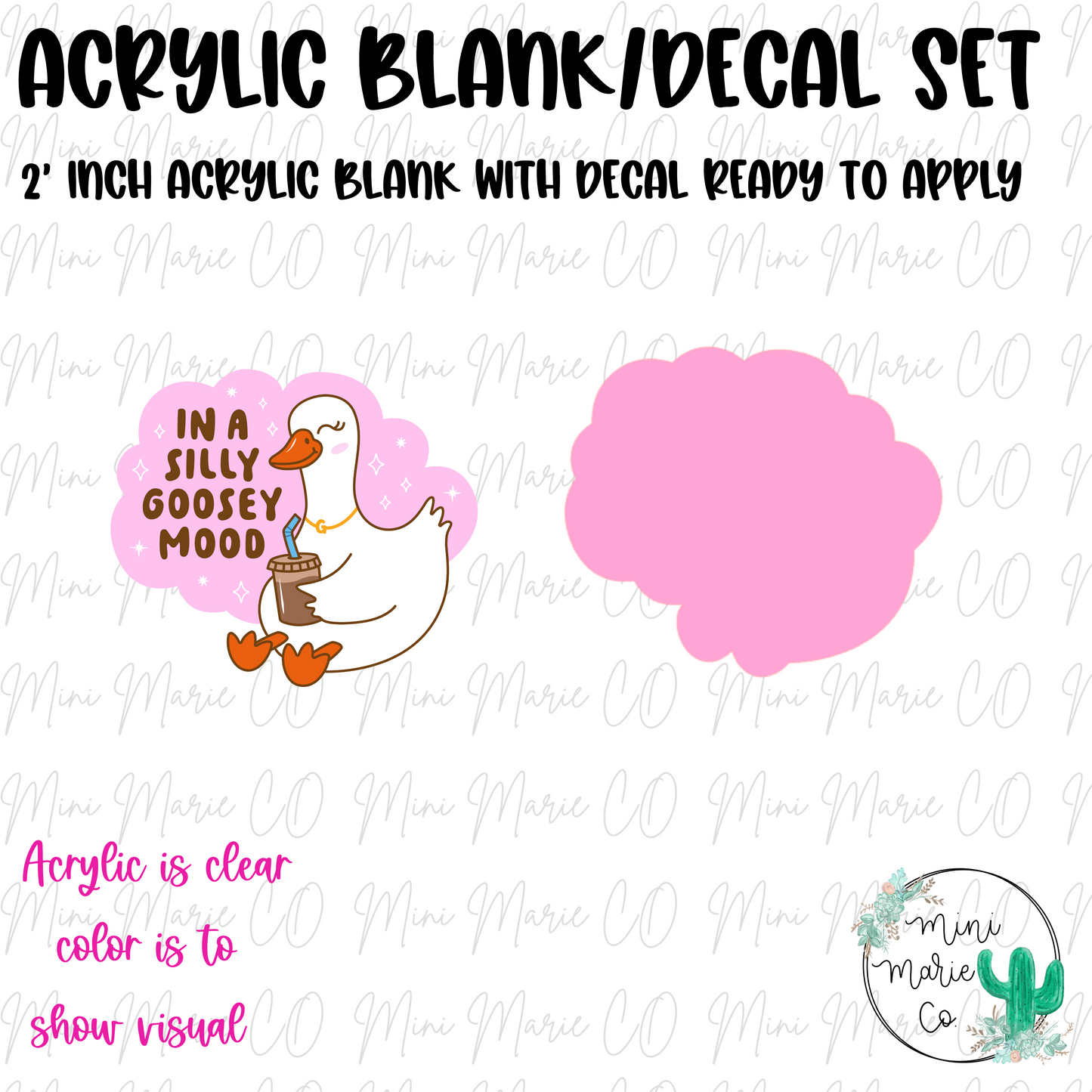 Silly Goose Mood Acrylic Blank/Decal Set