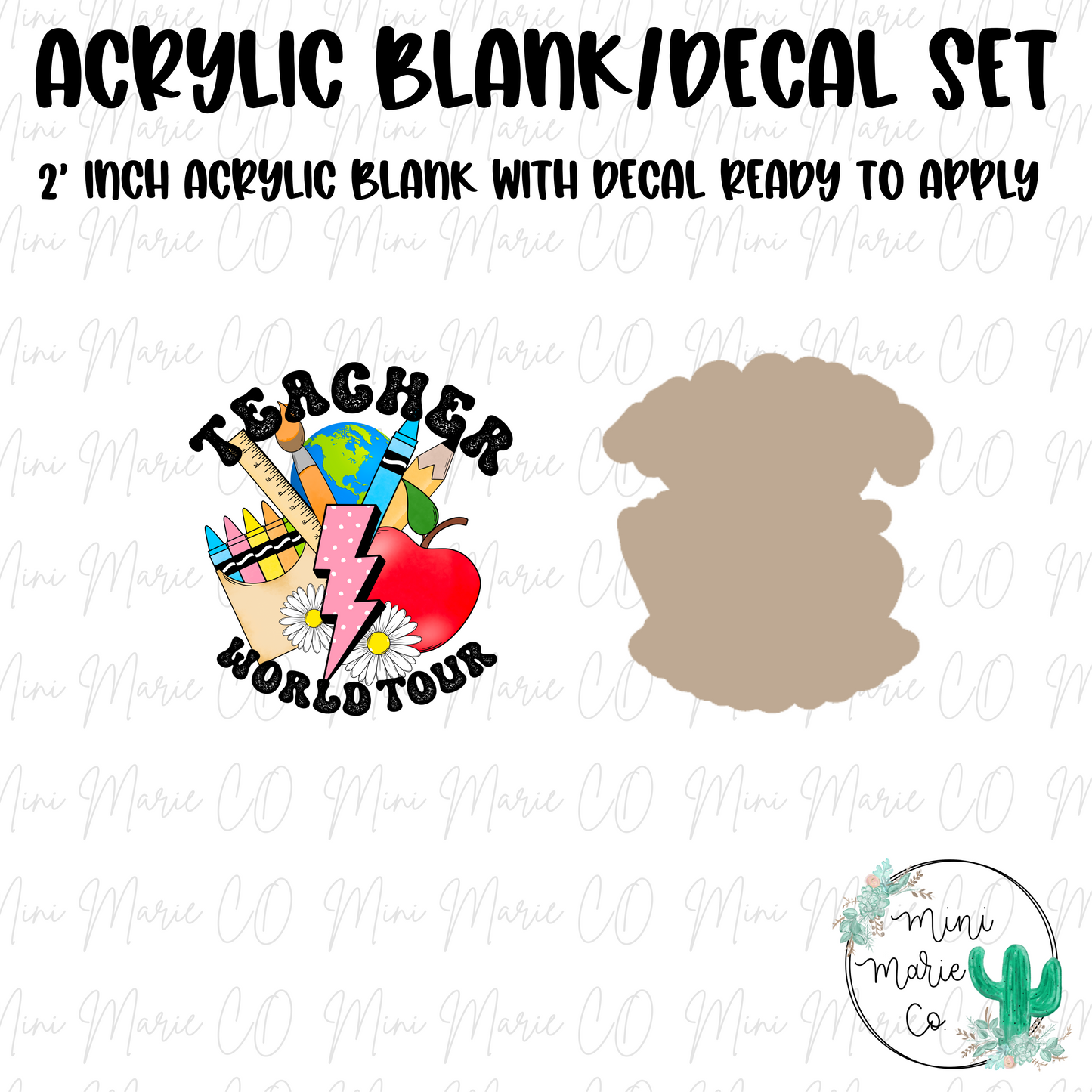 Teacher World Tour Acrylic Blank/Decal Set