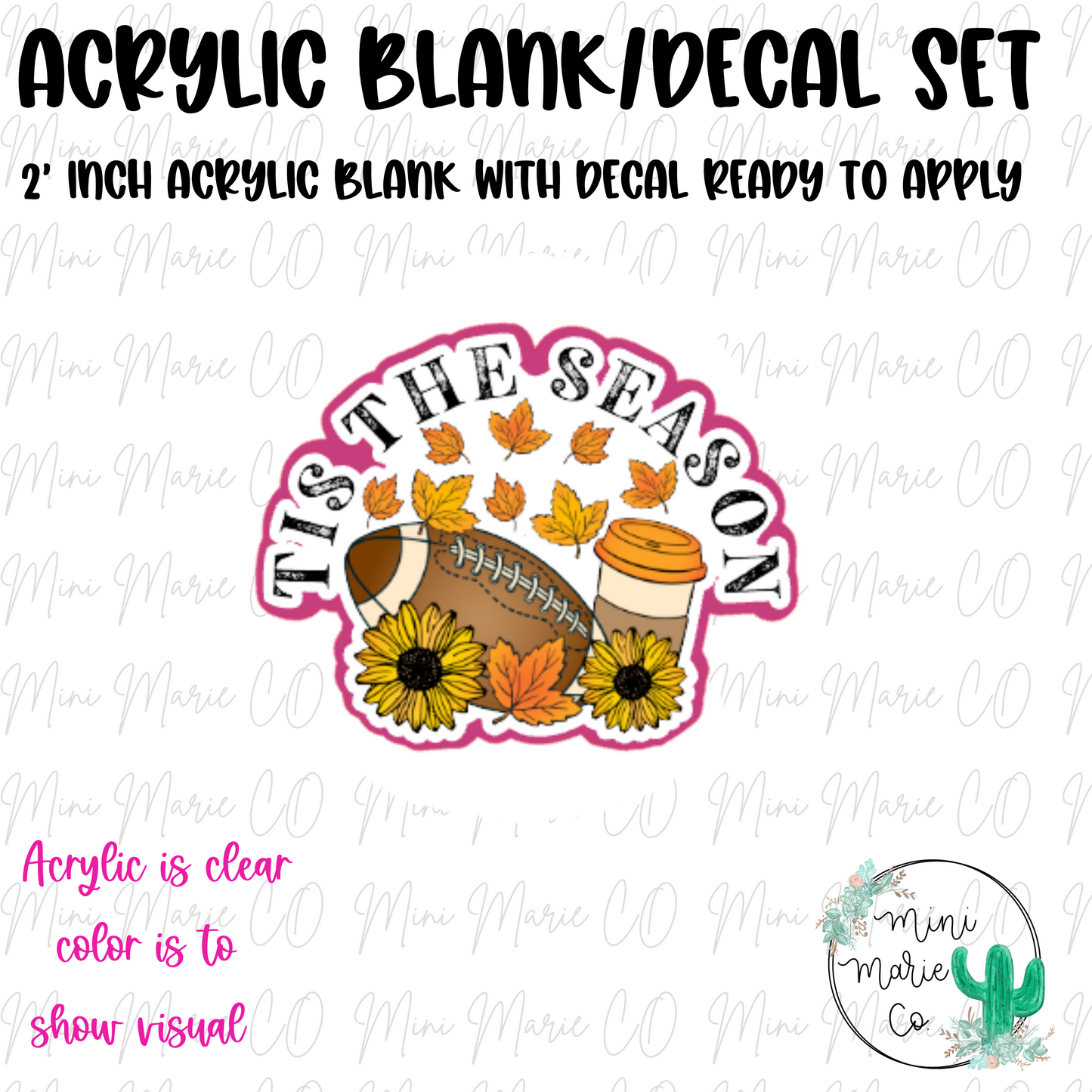 Tis the Season Football Acrylic Blank/Decal Set