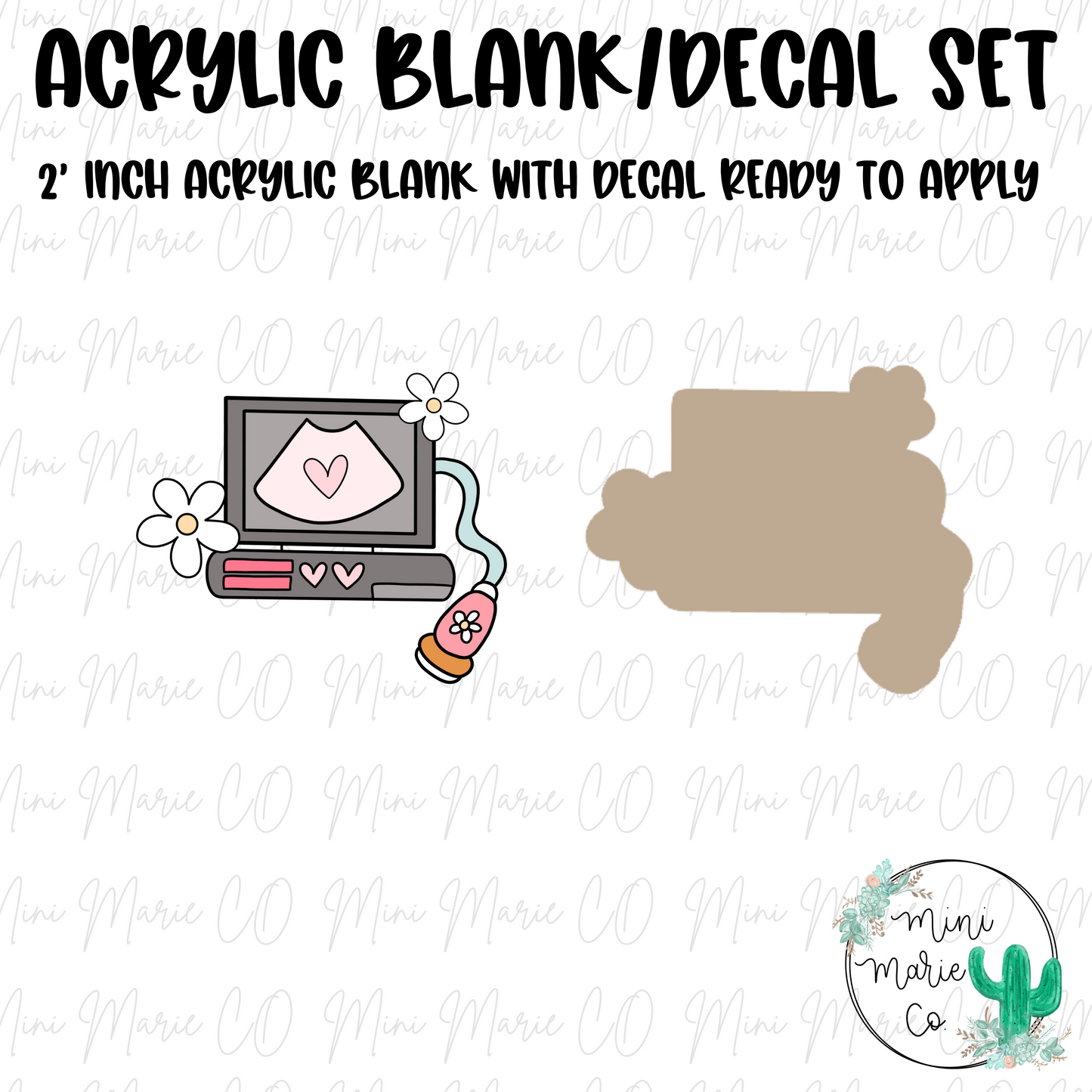Ultrasound Machine with Flowers Acrylic Blank/Decal Set