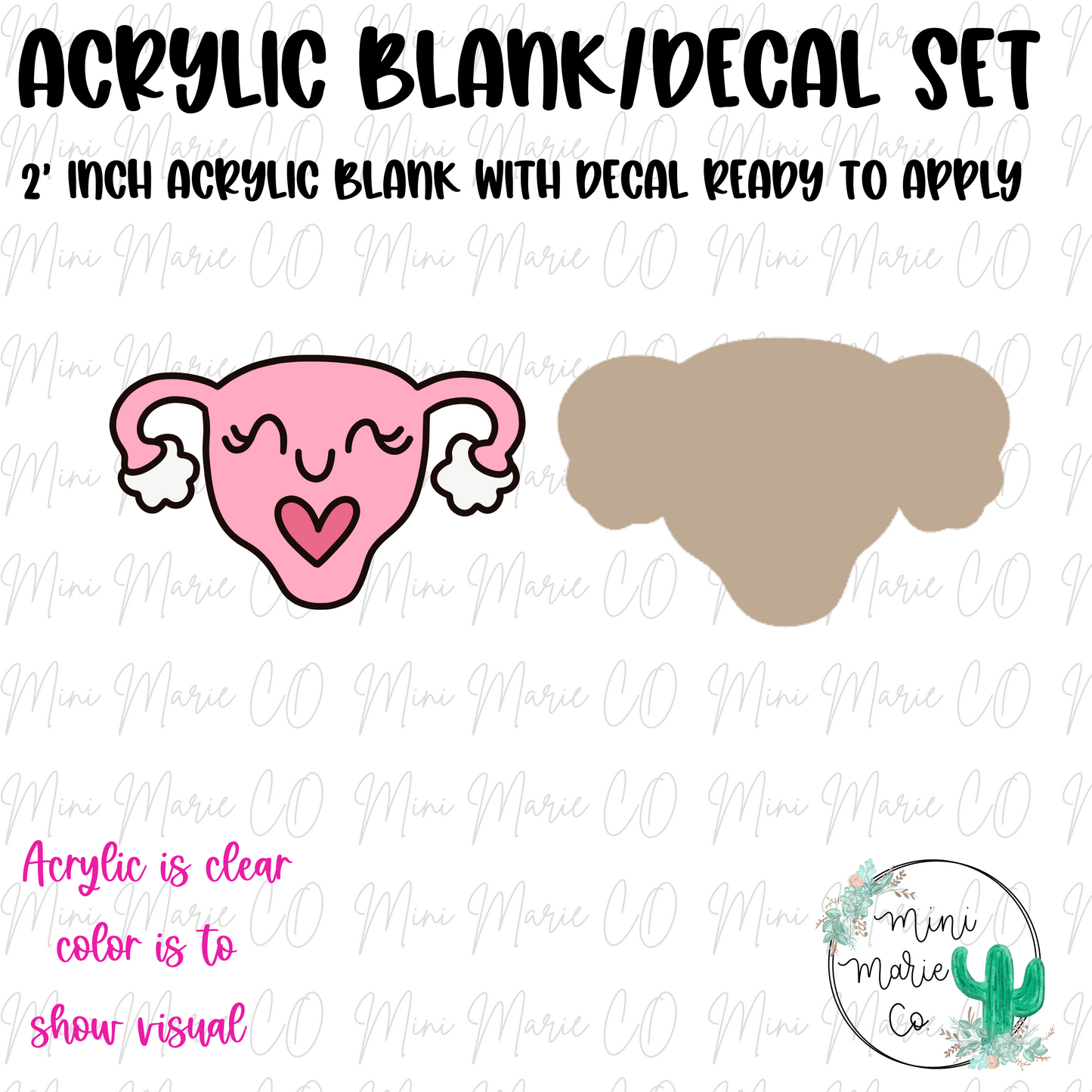 Uterus Acrylic Blank/Decal Set