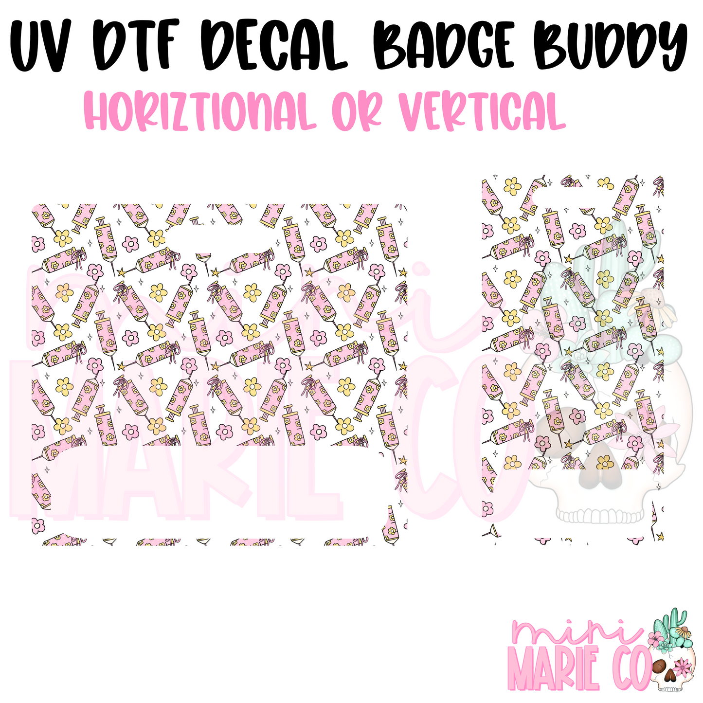 Pink Nurse Shots UV DTF Ready to Apply Decal (Horizontal or Vertical)