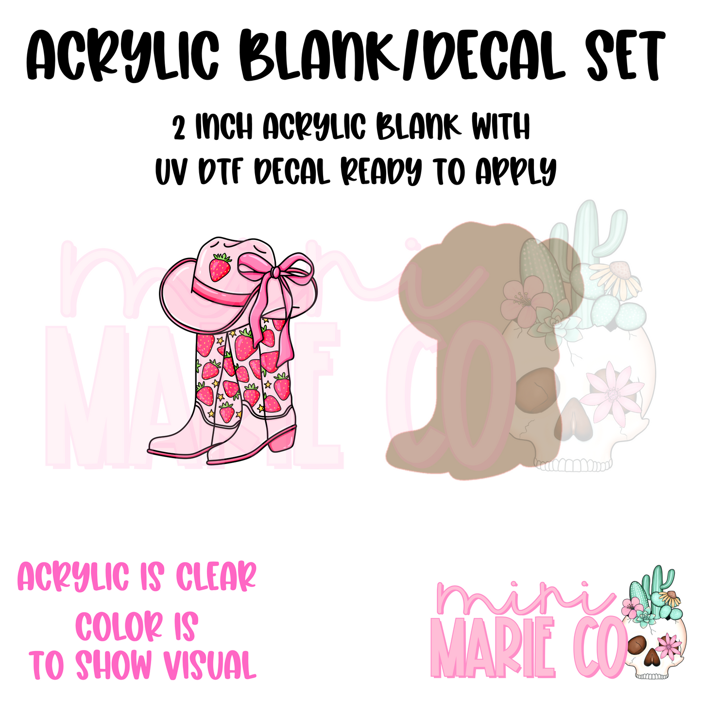 Strawberry Cowboy Acrylic Blank/ UV DTF Decal Set