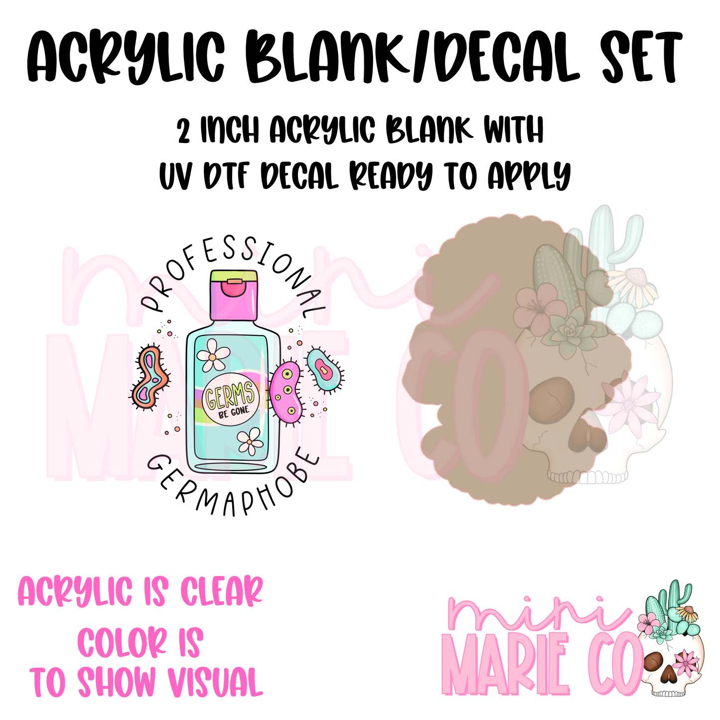 Professional Germaphobe Acrylic Blank/ UV DTF Decal Set