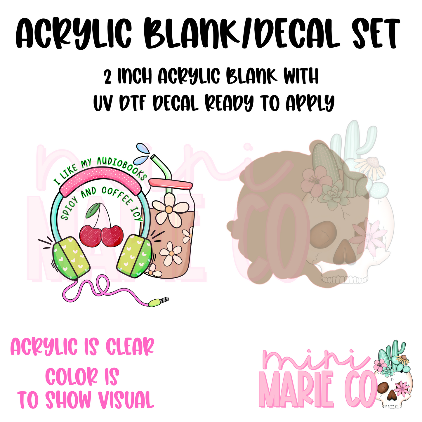 Spicy Audiobook and Coffee Acrylic Blank/ UV DTF Decal Set