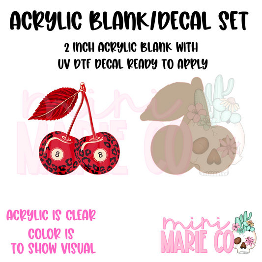 Leopard 8Ball Cherries Acrylic Blank/ UV DTF Decal Set