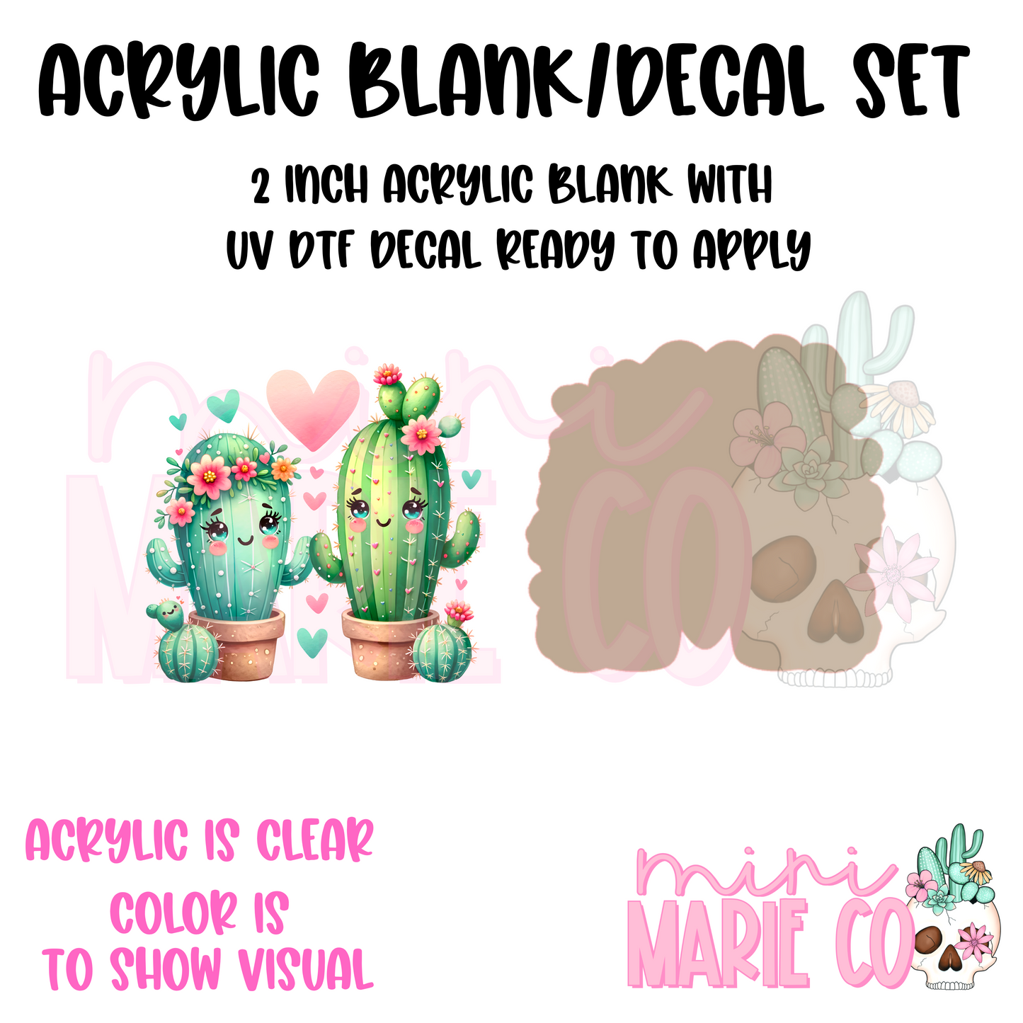 Cactus Friends Acrylic Blank/ UV DTF Decal Set