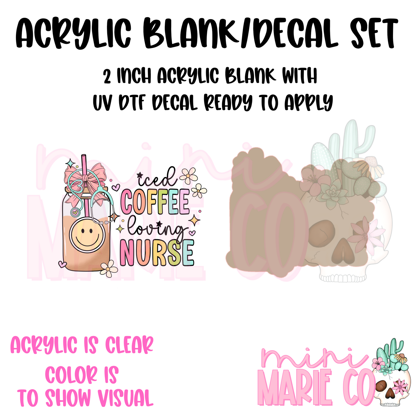 Iced Coffee Loving Nurse Acrylic Blank/ UV DTF Decal Set