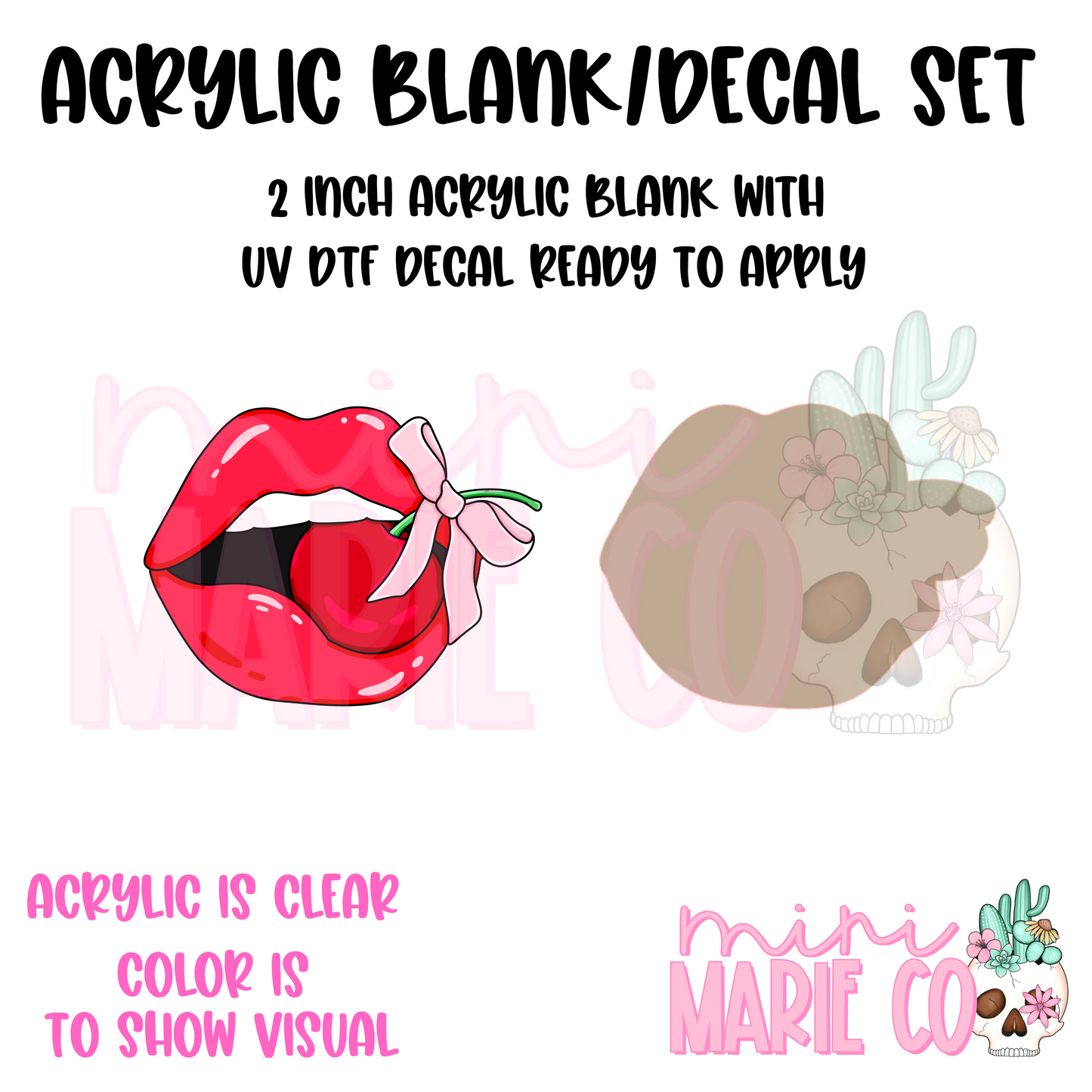 Coquette Red Lips Acrylic Blank/ UV DTF Decal Set