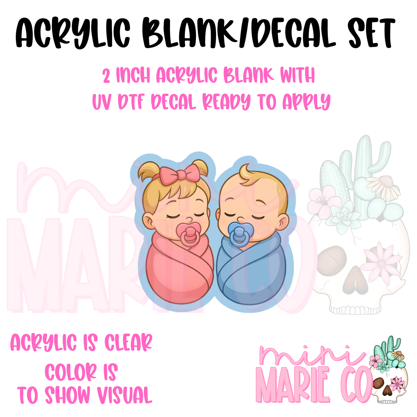 Cute Blonde Babies Acrylic Blank/ UV DTF Decal Set
