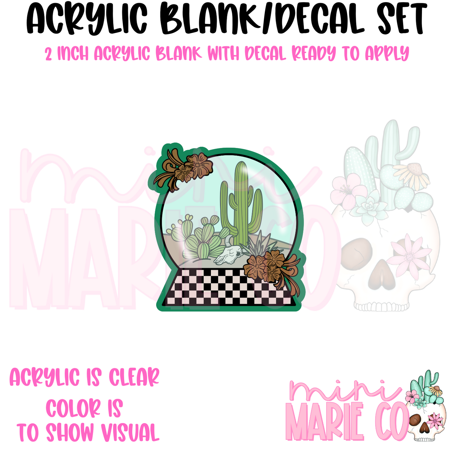 Cactus Snowglobe Acrylic Blank/Decal Set